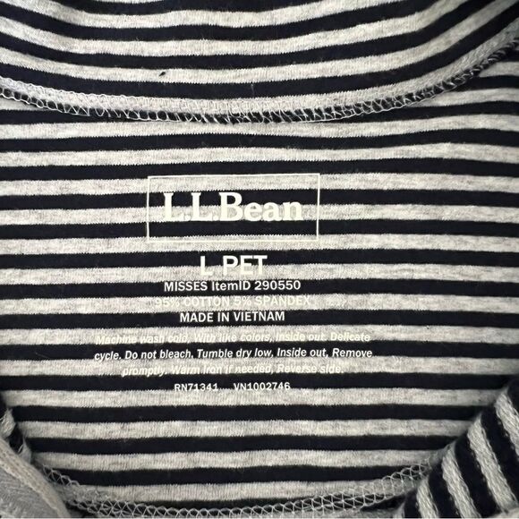 LL Bean Sweatshirt Womens Large White Blue Stripe Full Zip Stretch Outdoor Soft - Picture 9 of 13